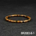 Vintage bohemian tiger eye stone beaded bracelet with metal spacers for women fashion jewelry - Gold-Yellow Tiger Eye Style (BR2083-B-1)