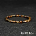 Tiger eye stone and metal disc beaded bracelet variant SKU BR2083-B-2 stylish jewelry piece - Silver-Yellow Tiger Eye Style (BR2083-B-2)