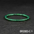 Green Malachite Style Beaded Bracelet with Gold Spacers Boho Elastic Stone Bracelet BR2083 - Gold-Malachite Style (BR2083-C-1)