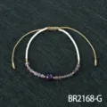Handmade beaded bracelet with purple amethyst, white Miyuki seed beads and adjustable cord. - Style G (BR2168-G)