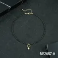 Collana girocollo perle acqua dolce vintage catena dorata donna gioielli eleganti - Nero (Ossidiana)
