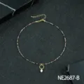 Elegante collana di perle vintage da donna catenella con perla d'acqua dolce gioielli - Multicolore (Tormalina)