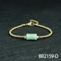 Natural crystal stone bead bracelet adjustable gold chain retro style vintage jewelry piece - Amazonite Style (BR2159-D)