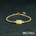 Gold Beaded Bracelet with Yellow Natural Crystal Stone Variant Option Choice Item - Citrine Style (BR2159-G)