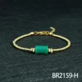 Retro green stone and gold bead bracelet, adjustable new Chinese style fashion jewelry for women. - Aventurine Style (BR2159-H)