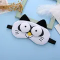 Cute cartoon plush sleep eye mask with funny big eyes design, soft and comfortable for resting. - White Three-Dimensional Cat Eye Mask (Without Ice Bag)