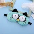 Cute cartoon plush sleep mask for sleeping, soft shading eye cover with cute character design. - Blue Three-Dimensional Cat Eye Mask (Without Ice Bag)