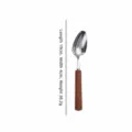 Japanese style wooden handle 304 stainless steel dinner spoon, 19cm long elegant tableware. - Dinner Spoon