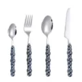 Stainless steel cutlery set with pearl beaded handle dinner fork knife spoon kitchen tableware - Black Pearl