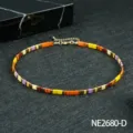 Boheemse kleurrijke Tila kralen sleutelbeenketting retro etnische stijl korte ketting strand - Stijl (NE2680-D)