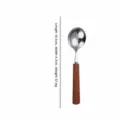 Stainless steel round spoon with wooden handle 18.5cm kitchen tableware dessert spoon - Round Dinner Spoons