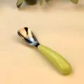 Cucchiaio in acciaio inossidabile per bambini con manico verde per svezzamento SKU - Con Custodia / Verde