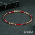 Bunte TILA Perlen Choker Halskette Variante, modische kurze Boho Damen Schmuck Kette. - Stil (NE2680-E)