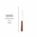 Stainless steel dinner knife with wooden handle, 21cm ergonomic steak knife for kitchen dining. - Dinner Knife