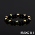 Vintage kralenarmband met blauwe edelstenen en gouden metalen kralen voor koppels dagelijkse mode. - Stijl Zes (BR2097-B-1)