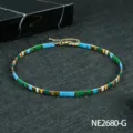 Böhmische bunte TILA Perlen Choker Halskette Vintage Stil Schlüsselbein Schmuck für Damen Strand - Stil (NE2680-G)