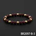 Minimalistische edelsteen kralenarmband met gouden en rode ballen voor dagelijks. - Stijl Acht (BR2097-B-3)
