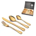 Set di posate in acciaio inossidabile dorato 24 pezzi coltello forchetta cucchiaio - Set da 24 Pezzi / Oro