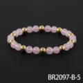 Elegante rozenkwarts en gouden kraal stretch armband, stijlvol mode sieraden accessoire. - Stijl Tien (BR2097-B-5)