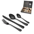 Lusso set di posate in acciaio inossidabile 24 pz nero con confezione regalo nordica - Set da 24 Pezzi / Nero