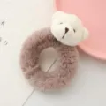 Elastico per capelli in peluche orsetto carino morbido accessorio per capelli donna - Orso Bianco Caffè Scuro
