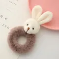 Elastico per capelli in morbido peluche a forma di coniglietto per donne, soffice scrunchie marrone. - Coniglio Bianco Caffè Scuro