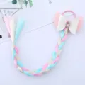 Treccia parrucca colorata per bambini con fiocco glitterato e cristallo per le bambine. - Bianco