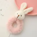Laccetto per capelli con coniglio in peluche soffice colore caramella accessorio dettaglio - Coniglio Bianco Rosa Chiaro