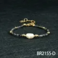Eenvoudige zwarte kralen armband onregelmatige zoetwater parel sieraden variant stijl - Ioliet (BR2155-D)