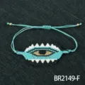 Braccialetto regolabile intrecciato con perline Miyuki malocchio stile boho gioielli donna - Stile Malocchio Ciano (BR2149-F)