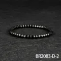 Retro Obsidian Beaded Bracelet with Metal Spacers Women's Elastic Boho Jewelry Variant - Silver-Obsidian Style (BR2083-D-2)