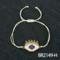 Bracciale con perline Miyuki malocchio fatto a mano con cordino regolabile per la moda donna. - Stile Malocchio Bianco (BR2149-H)