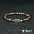 4mm kralen armband mode natuursteen heren sieraden stijlvol design minimalistisch - Rhodoniet (BR2142-F)