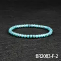 Turquoise beaded bracelet with silver metal spacers and elastic stretch design fashion jewelry - Silver-Blue Turquoise Style (BR2083-F-2)