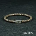 Amazon mode 4MM tijgeroog kralen armband voor heren, prachtig luxe steen sieraden. - Koffie Flitssteen (BR2142-G)