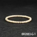 Boho style beige disc bead stretch bracelet with gold spacers fashion jewelry for women - Gold-White Wood Fossil Style (BR2083-G-1)