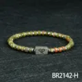 Modieuze 4mm natuursteen kralen armband voor heren, luxe metalen spacer sieraden. - Unakiet (BR2142-H)