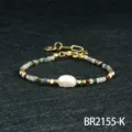 Kralenarmband met onregelmatige zoetwaterparel en kleurrijke stenen voor damesmode - Multi Edelsteen (BR2155-K)