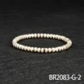 White Beaded Bracelet with Metal Spacers Elastic String Variant BR2083-G-2 Style - Silver-White Wood Fossil Style (BR2083-G-2)