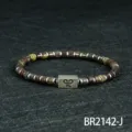 Kleurrijke edelsteen kralen armband voor heren met metalen tussenstukken en hanger. - Drakenbloedsteen (BR2142-J)