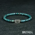 Turkoois edelsteen en metaal kralen armband voor heren, stijlvolle minimalisten polssieraad. - Geverfd Graniet (BR2142-L)