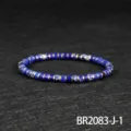 Blue stone disc beaded bracelet with gold spacers elastic bohemian jewelry for women - Gold-Emperor Stone Dark Blue Style (BR2083-J-1)
