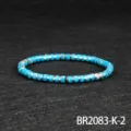 Turquoise stone disc beaded bracelet with metal spacers elastic retro variant item. - Silver-Emperor Stone Sky Blue Style (BR2083-K-2)