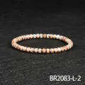Bohemian style beaded bracelet for women, retro pink stone and metal spacer elastic jewelry - Silver-Emperor Stone Skin Color Style (BR2083-L-2)