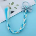 Bambini blu glitter fiocco capelli cravatta sintetico intrecciato parrucca coda di cavallo - Blu Stile A / Blu