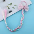 Elastico per capelli parrucca bambini colorata con fiocco glitter e trecce festa. - Rosa Stile B / Rosa
