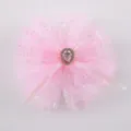 Roze mesh strass haarstrik clip voor meisjes schattige glitter haaraccessoires 1st - Roze Haarclip