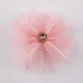 Roze glitter mesh strik haarspeld detail, schattig kinder haaraccessoire en DIY haarspeld. - Koreans Roze Haarspeld