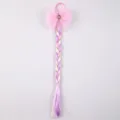Colorful kids hair braid wig with pink mesh bow and glitter gemstone for party or daily wear. - 3# Pink A Style
