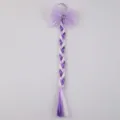 Kids colorful wig braid hair accessory with purple mesh bow and gradient braids for party dress up. - 7# Purple Grid